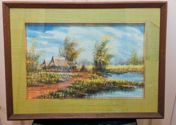 Original VTG V.N. Tonsukh 1973 Signed Landscape Painting Framed