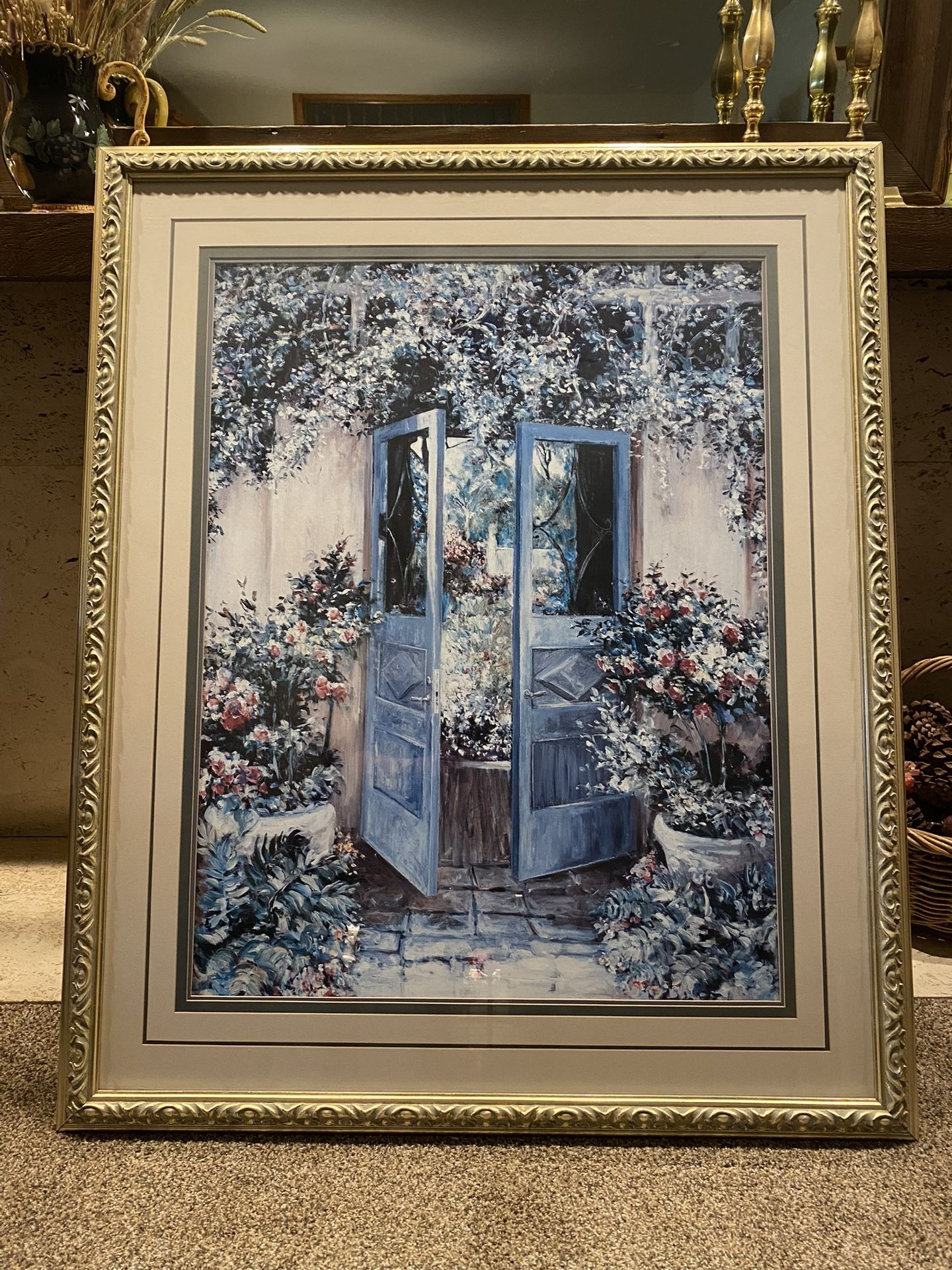 French doors garden painting