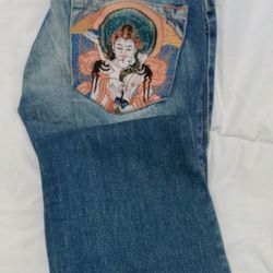 TRUE RELIGION *BOBBY Embroided Boot Cut Women's Blue Denim JEANS 26