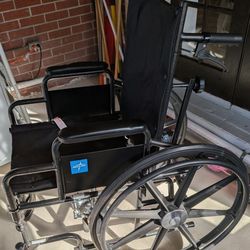Medline Reclining Wheelchair, Desk-Length Arms and Elevating Leg Rests, 16" x 18" Seat (W x D)-
Like New