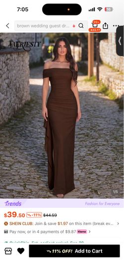 Brown Off-Shoulder Maxi Dress