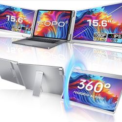 15.6 Triple Laptop Screen Extender, Left Screen 360° Rotation Laptop Monitor NIB