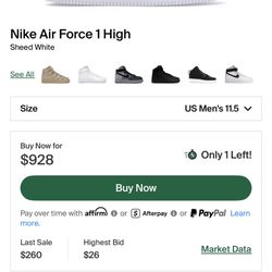 Nike Air Force 1 High Sheed White 