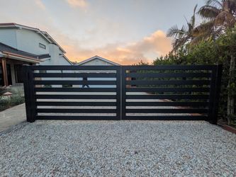 Black Steel Double Driveway Gate