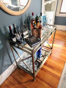 Gold mirrored bar cart