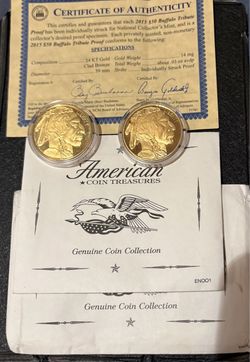 2015 2017 Gold Plated Buffalo Nickel $50 Tribute Coins