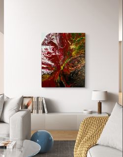 Crimson Radiance – Acrylic Abstract Fluid Painting on Canvas