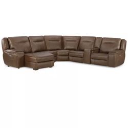 Hansley 6-Pc. Zero Gravity Leather Sectional with 2 Power Recliners and Chaise, Created for Macy's 
