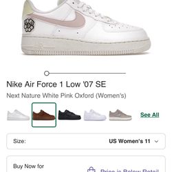 Size 11 Nike Air Force 1 Flower Power