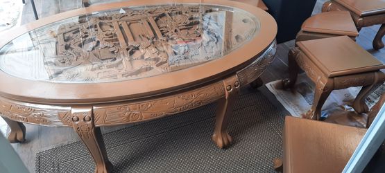 Asian Coffee Table with Stools