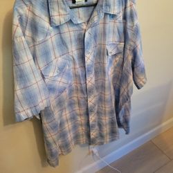Wrangler Men Western Shirt Size 4X Blue Black White Plaid Pearl Snaps