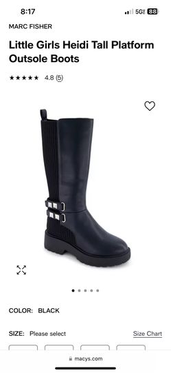 Little Girls Heidi Tall Platform Outsole Boots Size 2