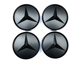 Set of 4pcs 75mm MERCEDES BENZ Matte Black Center Wheel Hubs Hubcaps Emblem