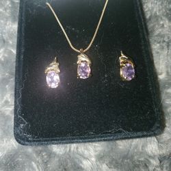 Amethyst Necklace And Earrings 