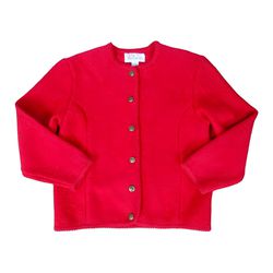 Tally Ho 100% Boiled Wool Womens Red Vintage Cardigan Sweater Jacket Size Medium