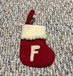 Ashland 4” Mini Wool Monogram Stocking Red Letter "F”