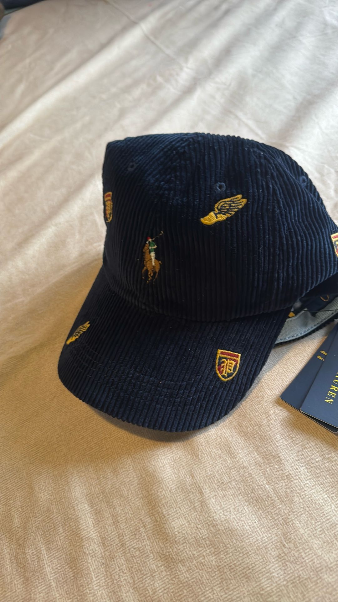 Polo Ralph Lauren Embroidered Corduroy Ball Cap - Hunter Navy / Crest Aoe
