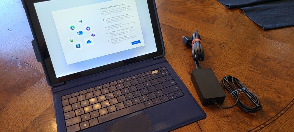 Surface Pro With Keyboard, Charging Cabe, And Surface Pro Pen Stylus