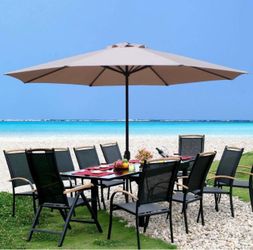 Umbrella base  not included.  Patio 11FT Lyon Outdoor Patio Umbrella Outdoor Table Umbrella with Push Button Tilt and Crank Market Umbrella 8 Sturdy R