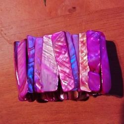 Vintage Fuchsia Mother of Pearl Stretch Bracelet