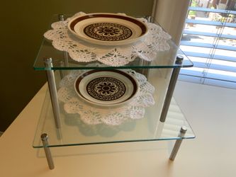 2 Tier Square Glass Display Stand  for Cake, Cupcakes, Desert, Bakery, Appetizer