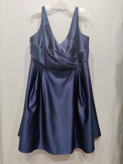 Navy Blue Satin A-Line Formal Dress