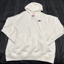Nike Mens Pullover Fleece Hoodie White Sz Large BV2654-100