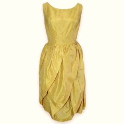 Vintage MCM Short Cocktail Party Dress Gold S M