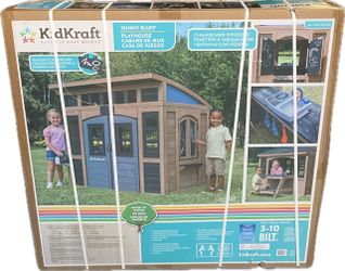Wooden Outdoor Playhouse Kidkraft Sunny Bluff House Play Kitchen & Picnic Table