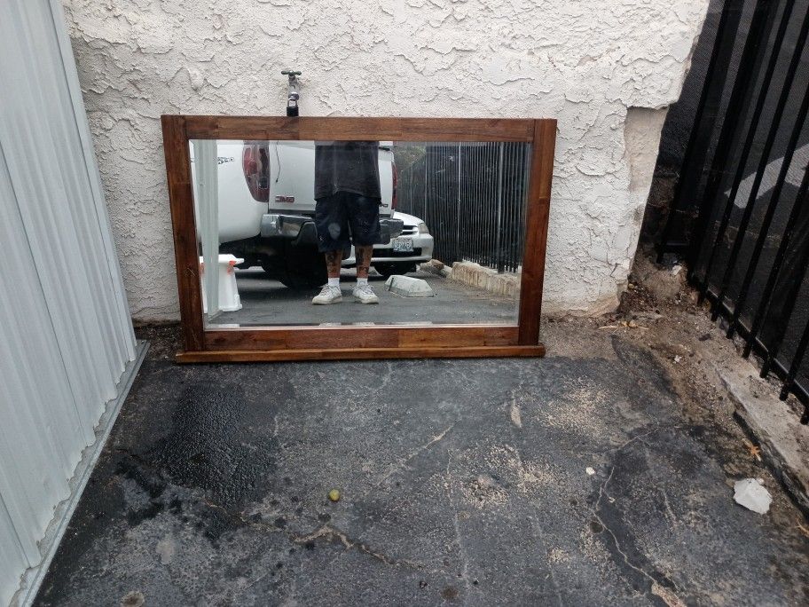 Wood Frame Mirror To Sit On The Dresser Or Hang On The Wall