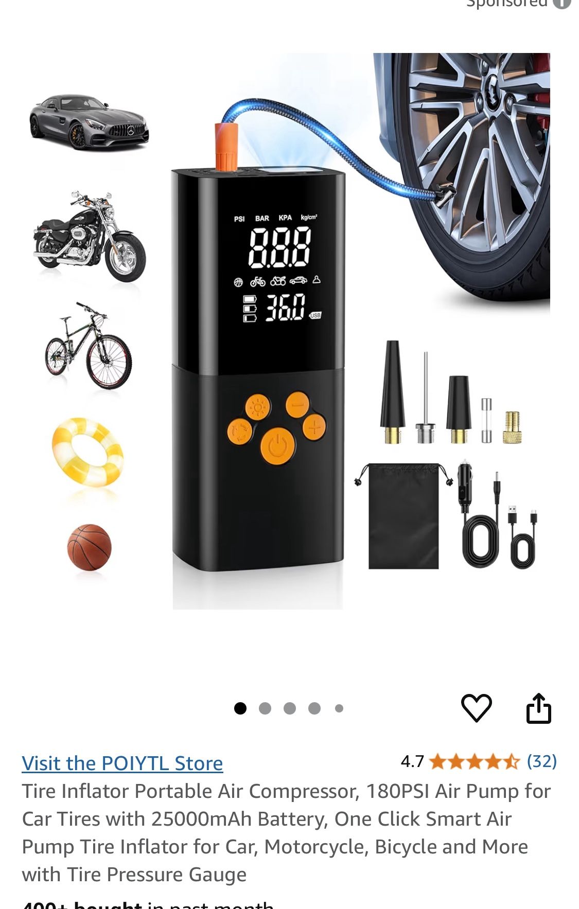 POIYTL New Tire Inflatable Portable Air Compressor