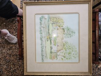 Watercolor- English Country House - Vintage