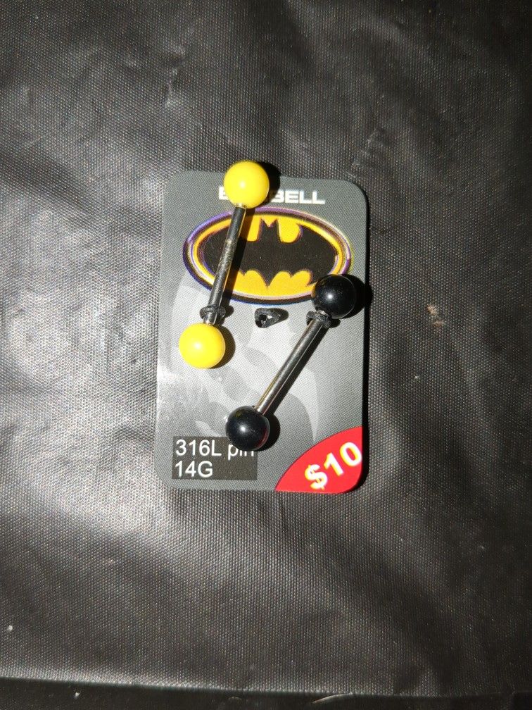 Yellow And Black Batman Tongue Rings