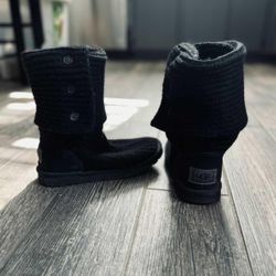 Black Cardy Knit Ugg Boots Size 6
