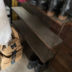 Vintage Wood & Metal Stand Up Shelves