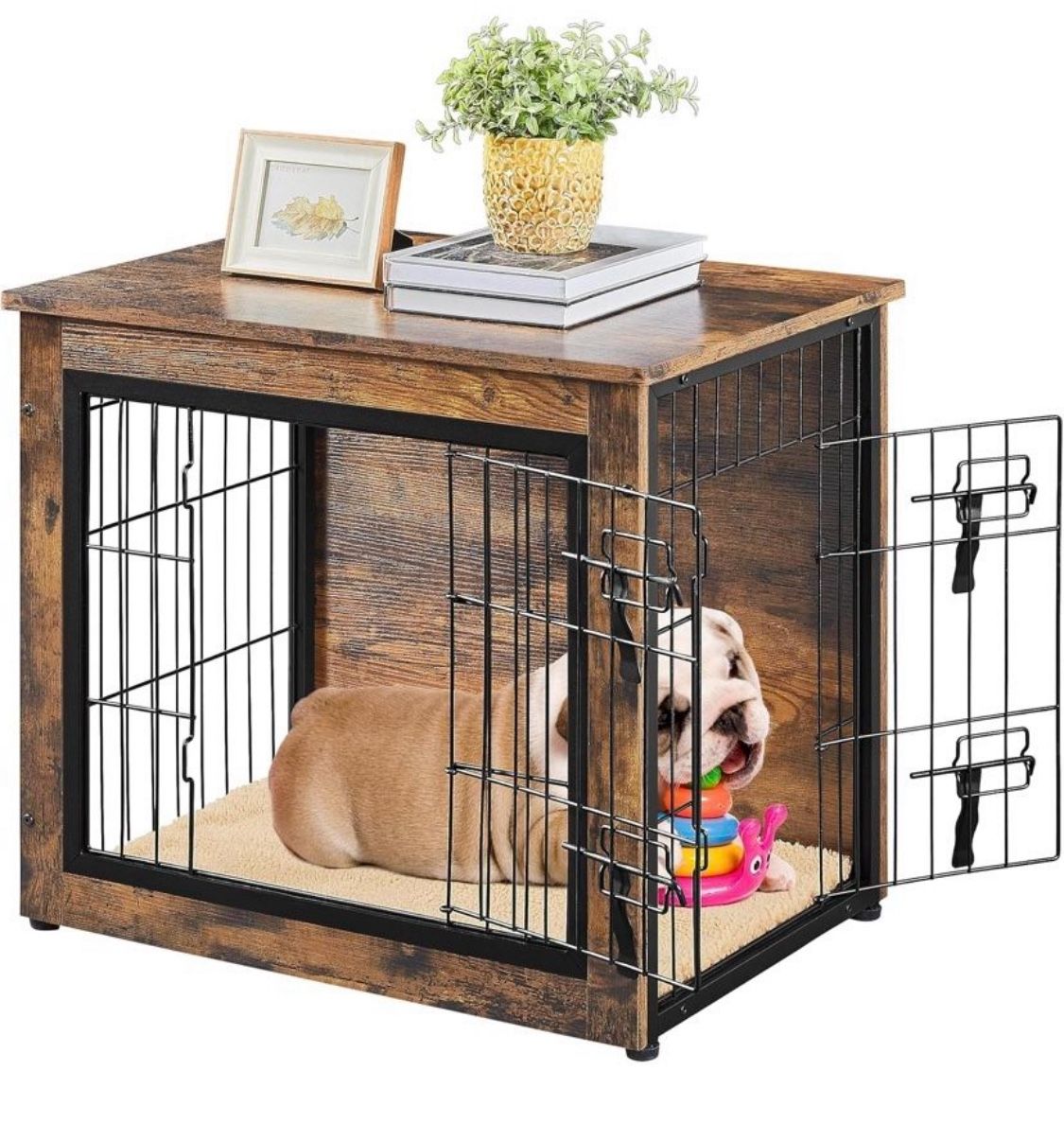 Rustic brown dog crate 614165