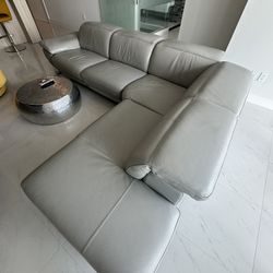 Light Gray Leather Sectional For Sale