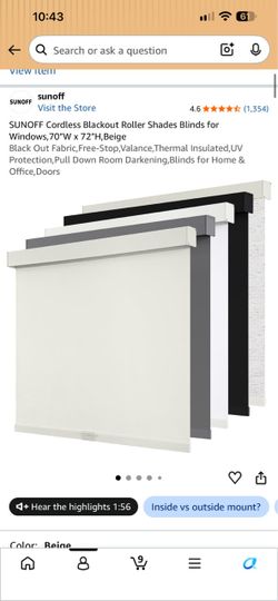 SUNOFF Cordless Blackout Roller Shades Blinds for Windows,70"W x 72"H,Beige