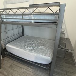 Build-A-Bunk Gray Full/Full Bunkbed with Basketball Rim, Desk And Shelving Accessories
