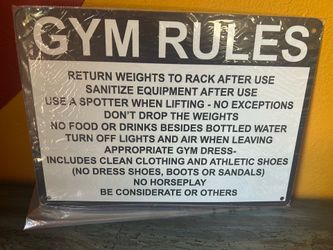 New Gym Rules Tin Sign. Nice Size