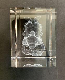 Disney GOOFY 3D Laser Etched Crystal Glass Paperweight
