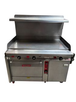 51” Commercial Gas Thermostatic flat top Griddle on Standard Oven Vulcan GH60T NSF on wheels works great. It’s Here!!!