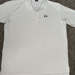 Under Armour Polo Shirt Mens XXL Heatgear White Stretch
