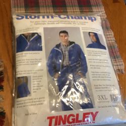 Tingley Storm Champ 2 piece 100% waterproof rain suit for work or recreation brand new size 3X Heavy duty zipper, plenty of cargo pockets, pants have 