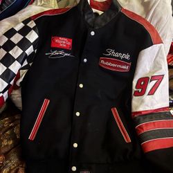  Rare Mark Hamilton NASCAR Kurt Busch Reversible Leather Jacket 