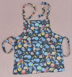 Kids Reversible Outer Space Apron-Handmade-Ages 2-4 