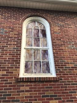 Large stained glass windows and frames