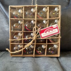 New Holiday Time 16 Mini Christmas Ornaments Decorations Merry Peace Jolly Sparkle