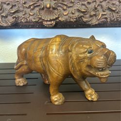 Teak Tiger Statue