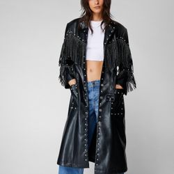 Nasty Gal Studded Western Fringe Jacket